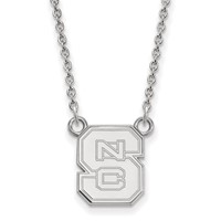 Sterling Silver Rhodium-plated LogoArt North Carolina State University N-c-s Small Pendant Necklace, 18" view 1