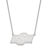 Sterling Silver Rhodium-plated LogoArt Oklahoma State University O-s-u Large Pendant Necklace, 18" view 2