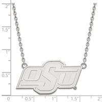 Sterling Silver Rhodium-plated LogoArt Oklahoma State University O-s-u Large Pendant Necklace, 18" view 3