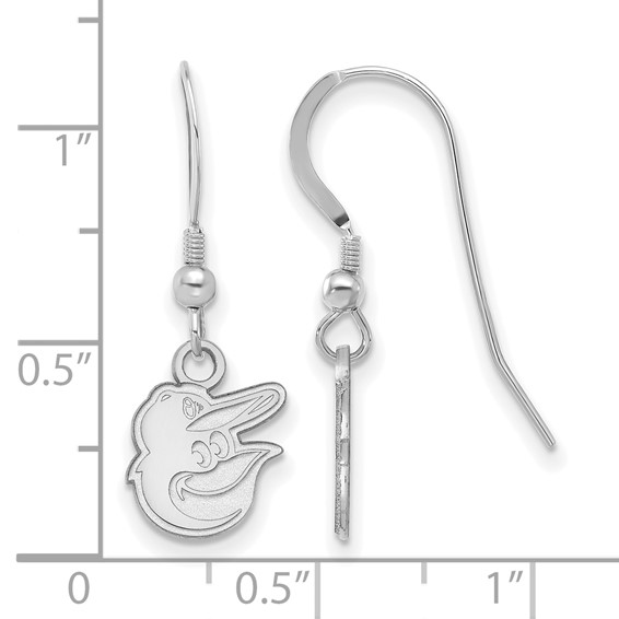 Sterling Silver Rhodium Plated Major League Baseball LogoArt Baltimore Orioles Dangle Earrings
