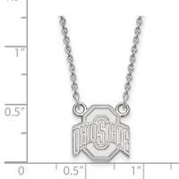 Sterling Silver Rhodium-plated LogoArt the Ohio State University Small Pendant Necklace, 18" view 2