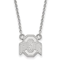 Sterling Silver Rhodium-plated LogoArt the Ohio State University Small Pendant Necklace, 18" view 1