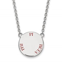 Sterling Silver Rhodium-plated LogoArt Pi Beta Phi Sorority Text Large Color Enamel Pendant Necklace, 18" view 1
