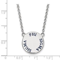 Sterling Silver Rhodium-plated LogoArt Phi Sigma Sigma Sorority Text Large Color Enamel Pendant Necklace - 18in view 2