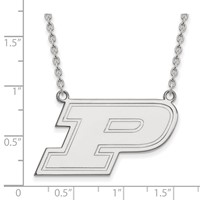 Sterling Silver Rhodium-plated LogoArt Purdue University Letter P Large Pendant Necklace, 18" view 2