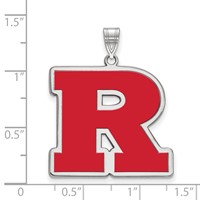 Sterling Silver Rhodium-plated LogoArt Rutgers University Letter R Extra Large Enameled Pendant view 2