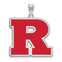 Sterling Silver Rhodium-plated LogoArt Rutgers University Letter R Extra Large Enameled Pendant view 1