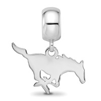 Sterling Silver Rhodium-plated LogoArt Southern Methodist University Mustang Small Dangle Bead Charm view 3