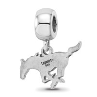 Sterling Silver Rhodium-plated LogoArt Southern Methodist University Mustang Small Dangle Bead Charm view 5