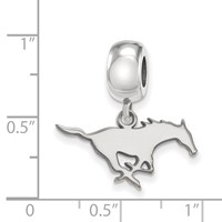Sterling Silver Rhodium-plated LogoArt Southern Methodist University Mustang Small Dangle Bead Charm view 4