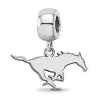 Sterling Silver Rhodium-plated LogoArt Southern Methodist University Mustang Small Dangle Bead Charm view 1