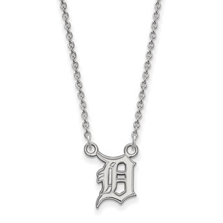10k White Gold Major League Baseball LogoArt Detroit Tigers D Small Pendant Necklace