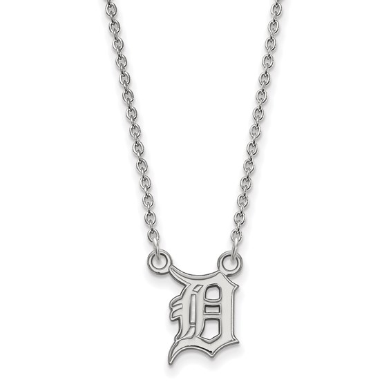 10k White Gold Major League Baseball LogoArt Detroit Tigers D Small Pendant Necklace
