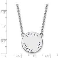 Sterling Silver Rhodium-plated LogoArt Theta Phi Alpha Sorority Text Large Color Enamel Pendant Necklace, 18" view 2