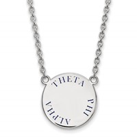 Sterling Silver Rhodium-plated LogoArt Theta Phi Alpha Sorority Text Large Color Enamel Pendant Necklace, 18" view 1