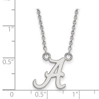 Sterling Silver Rhodium-plated LogoArt University of Alabama Letter a Small Pendant Necklace, 18" view 2