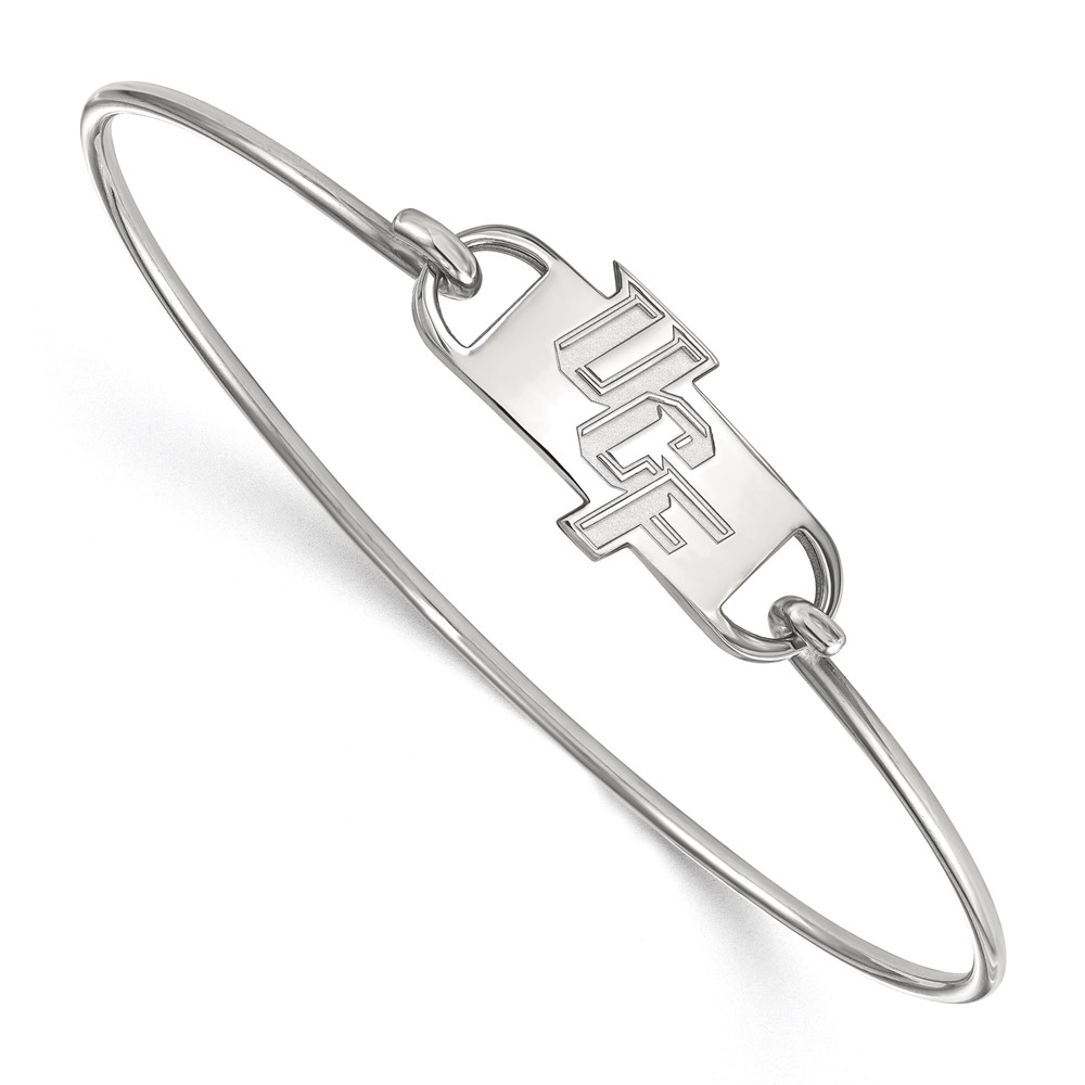 Sterling Silver Rhodium-plated LogoArt University of Central Florida U-c-f Small Center Wire Bangle, 7"