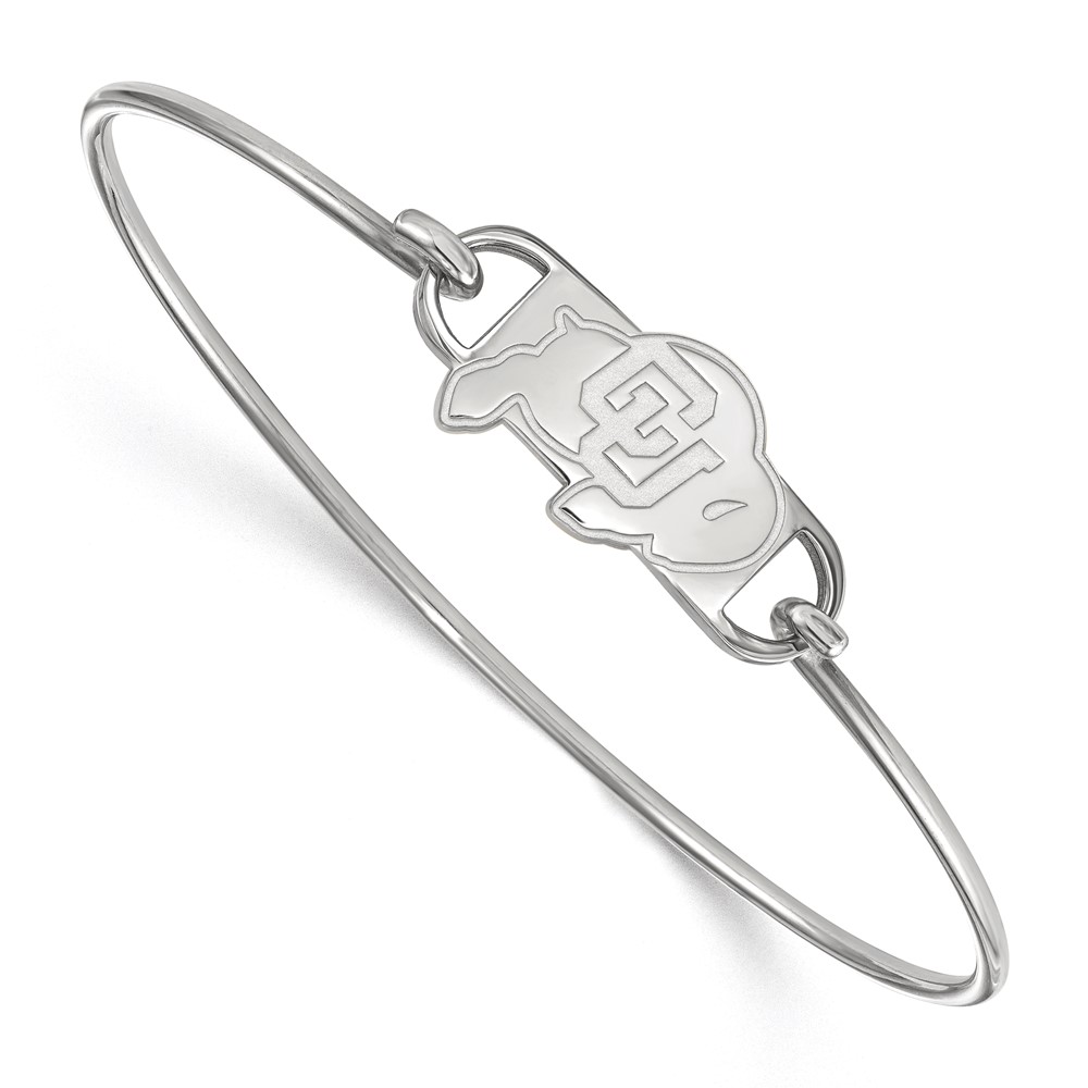 Sterling Silver Rhodium-plated LogoArt University of Colorado Buffalo Small Center Wire Bangle, 7"