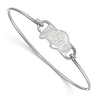 Sterling Silver Rhodium-plated LogoArt University of Colorado Buffalo Small Center Wire Bangle, 7" view 1