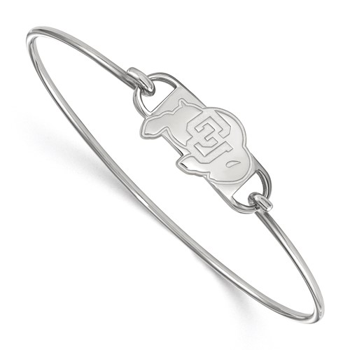 Sterling Silver Rhodium-plated LogoArt University of Colorado Buffalo Small Center Wire Bangle, 7"