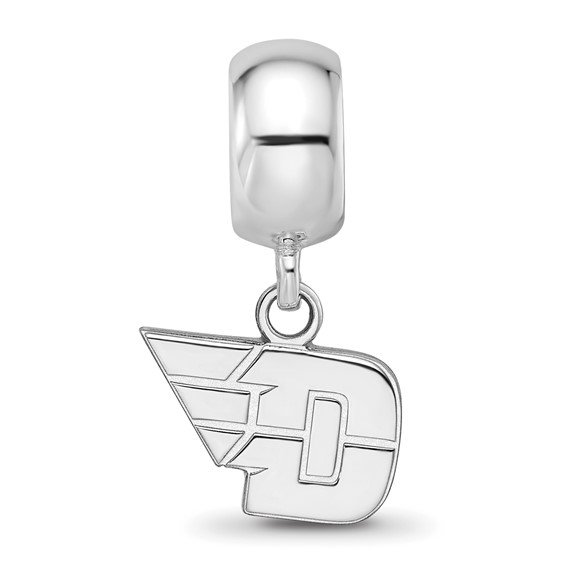 Sterling Silver Rhodium-plated LogoArt University of Dayton Extra Small Dangle Bead Charm