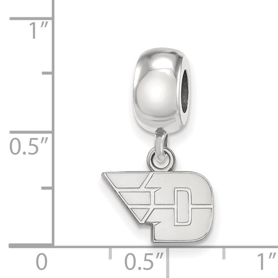 Sterling Silver Rhodium-plated LogoArt University of Dayton Extra Small Dangle Bead Charm