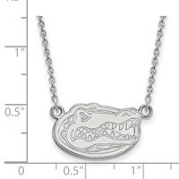 Sterling Silver Rhodium-plated LogoArt University of Florida Gator Small Pendant Necklace, 18" view 2