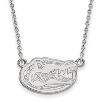 Sterling Silver Rhodium-plated LogoArt University of Florida Gator Small Pendant Necklace, 18" view 1