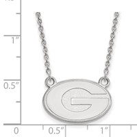 Sterling Silver Rhodium-plated LogoArt University of Georgia Letter G Small Pendant Necklace, 18" view 2