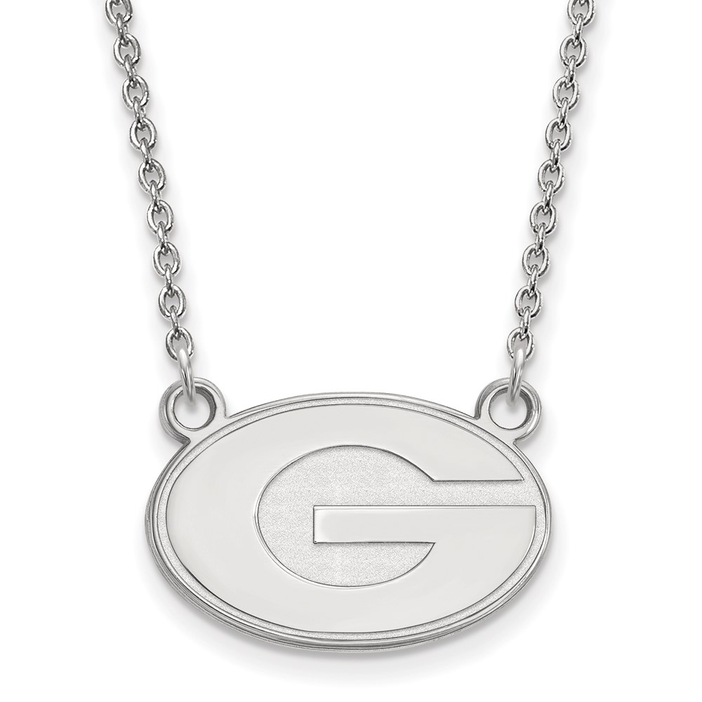 Sterling Silver Rhodium-plated LogoArt University of Georgia Letter G Small Pendant Necklace, 18"