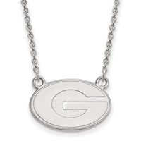 Sterling Silver Rhodium-plated LogoArt University of Georgia Letter G Small Pendant Necklace, 18" view 1
