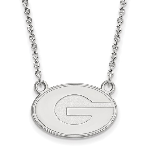 Sterling Silver Rhodium-plated LogoArt University of Georgia Letter G Small Pendant Necklace, 18"