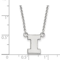 Sterling Silver Rhodium-plated LogoArt University of Illinois Letter I Small Pendant Necklace, 18" view 2