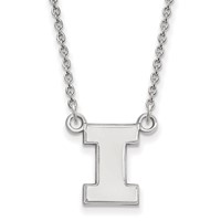 Sterling Silver Rhodium-plated LogoArt University of Illinois Letter I Small Pendant Necklace, 18" view 1
