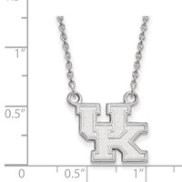 Sterling Silver Rhodium-plated LogoArt University of Kentucky U-k Small Pendant Necklace, 18" view 2