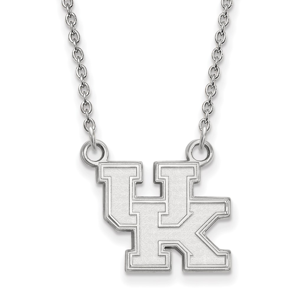 Sterling Silver Rhodium-plated LogoArt University of Kentucky U-k Small Pendant Necklace, 18"