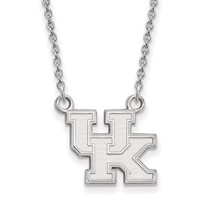 Sterling Silver Rhodium-plated LogoArt University of Kentucky U-k Small Pendant Necklace, 18" view 1