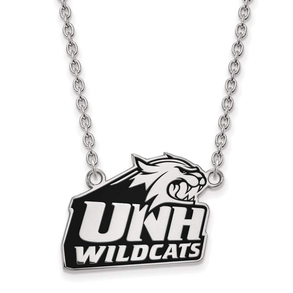 Sterling Silver Rhodium-plated LogoArt University of New Hampshire Large Enameled Pendant Necklace, 18"