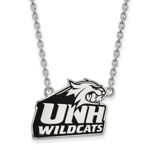 Sterling Silver Rhodium-plated LogoArt University of New Hampshire Large Enameled Pendant Necklace, 18"