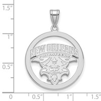 Sterling Silver Rhodium-plated LogoArt University of New Orleans U-n-o Extra Large Circle Pendant view 2