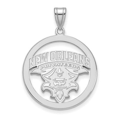Sterling Silver Rhodium-plated LogoArt University of New Orleans U-n-o Extra Large Circle Pendant