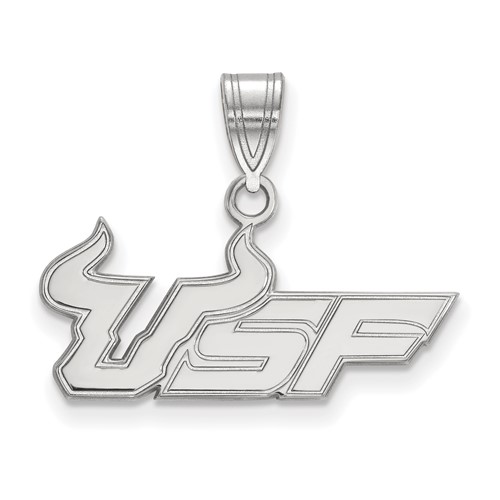 Sterling Silver Rhodium-plated LogoArt University of South Florida U-s-f Medium Pendant