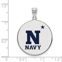 Sterling Silver Rhodium-plated LogoArt US Naval Academy Extra Large Enameled Disc Pendant view 2