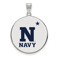 Sterling Silver Rhodium-plated LogoArt US Naval Academy Extra Large Enameled Disc Pendant view 1