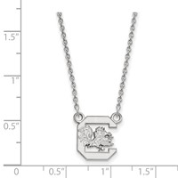 Sterling Silver Rhodium-plated LogoArt University of South Carolina Small Pendant Necklace, 18" view 2