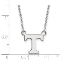 Sterling Silver Rhodium-plated LogoArt University of Tennessee Letter T Small Pendant Necklace, 18" view 2