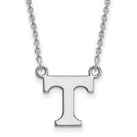 Sterling Silver Rhodium-plated LogoArt University of Tennessee Letter T Small Pendant Necklace, 18" view 1