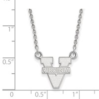 Sterling Silver Rhodium-plated LogoArt University of Virginia Small Pendant Necklace, 18" view 2