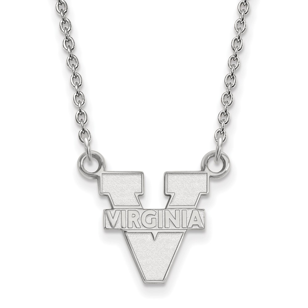 Sterling Silver Rhodium-plated LogoArt University of Virginia Small Pendant Necklace, 18"