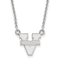 Sterling Silver Rhodium-plated LogoArt University of Virginia Small Pendant Necklace, 18" view 1